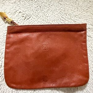 Loewe Rich Brown Leather Pouch with Gold Accent